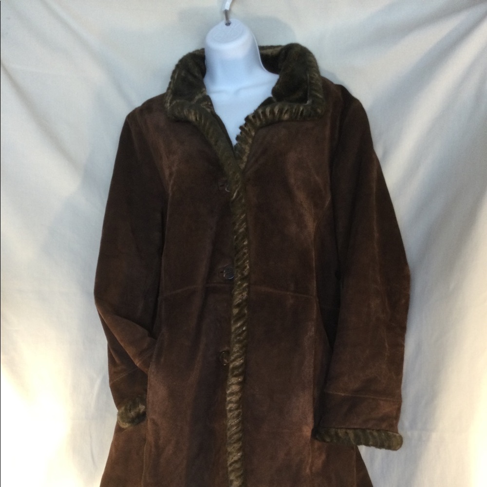 Boho Nordstrom L Leather Coat Hippie Chic WARM
